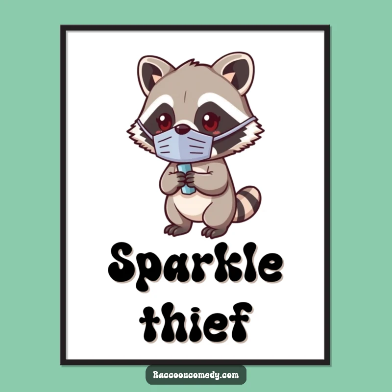 Funny Kawaii Raccoon Masked Digital Art - Instant Hilarious Download