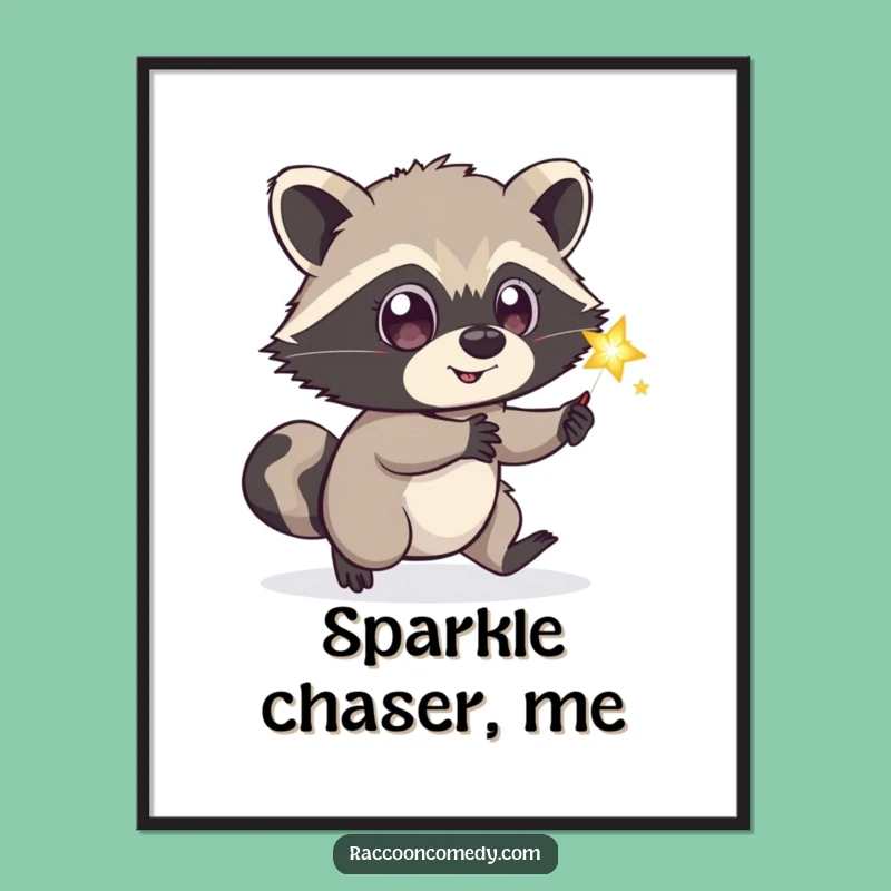 Funny Playful Raccoon Digital Art, Instant Enchantment for Your Walls