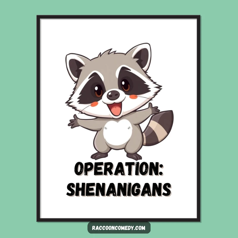 Funny Raccoon Adventure Print: Decorate with Excitement and Mischief!