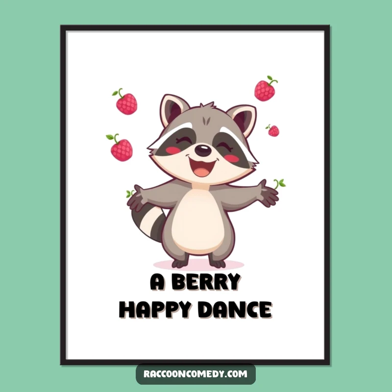 Funny Raccoon Berry Juggler Digital Art: Instant Vibrant Decor for Happy Spaces