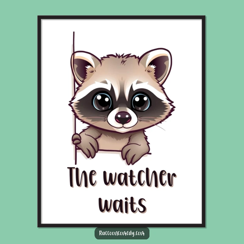 Funny Raccoon Peeking Digital Art: Curiosity and Charm for Your Walls
