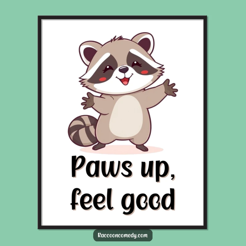 Funny Happy Raccoon Dance Digital Art, Instant Joyful Celebration for Your Walls