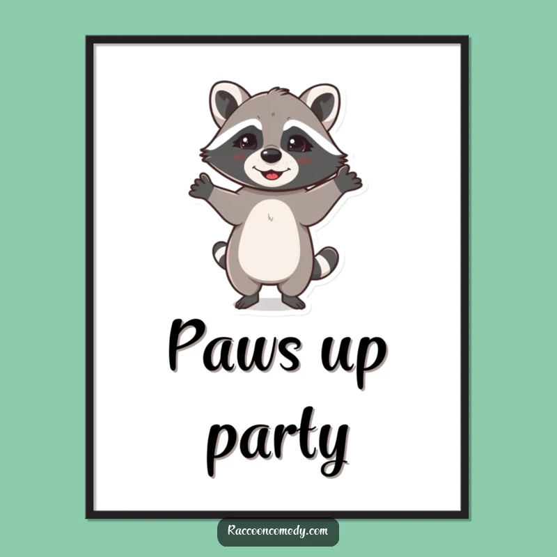 Funny Dancing Raccoon Digital Art: Lively Wall Decor