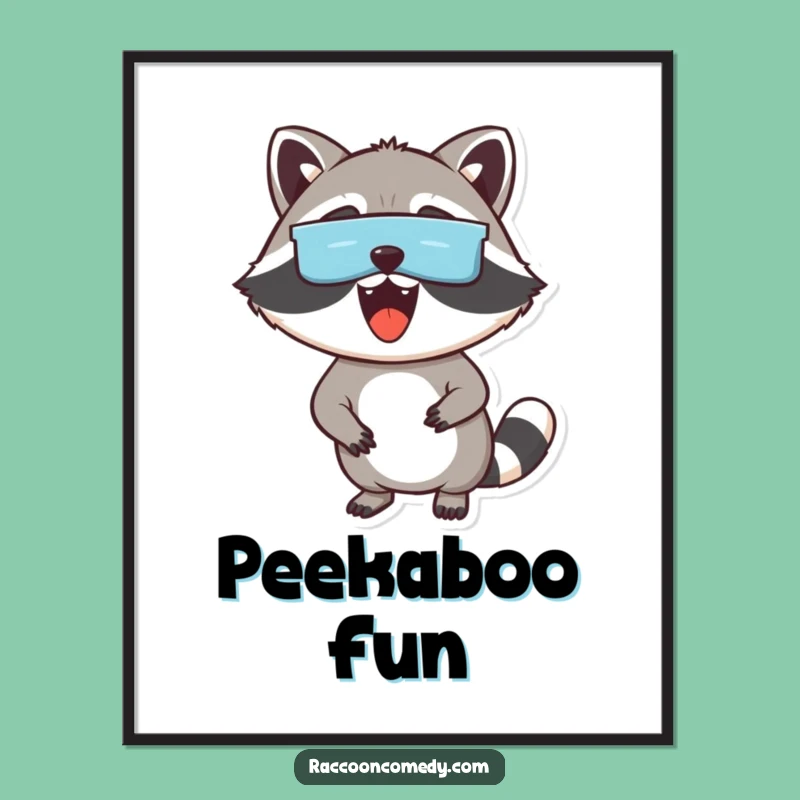 Funny Excited Raccoon Digital Art: Masked Print, Instant Humor