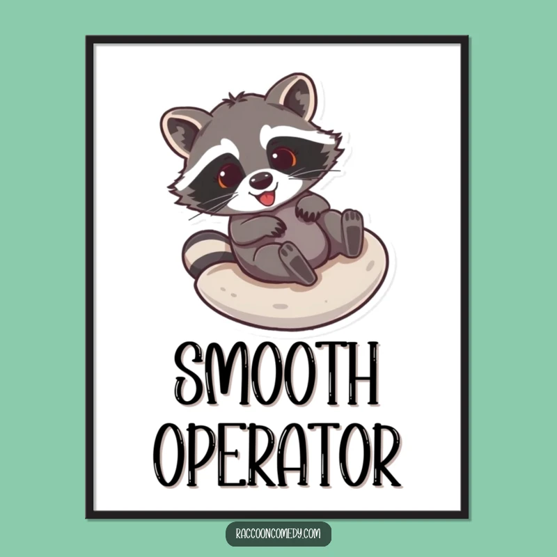 Funny Raccoon Sliding Digital Art Print: Instant Joy, Hilarious Decor, Perfect Gift