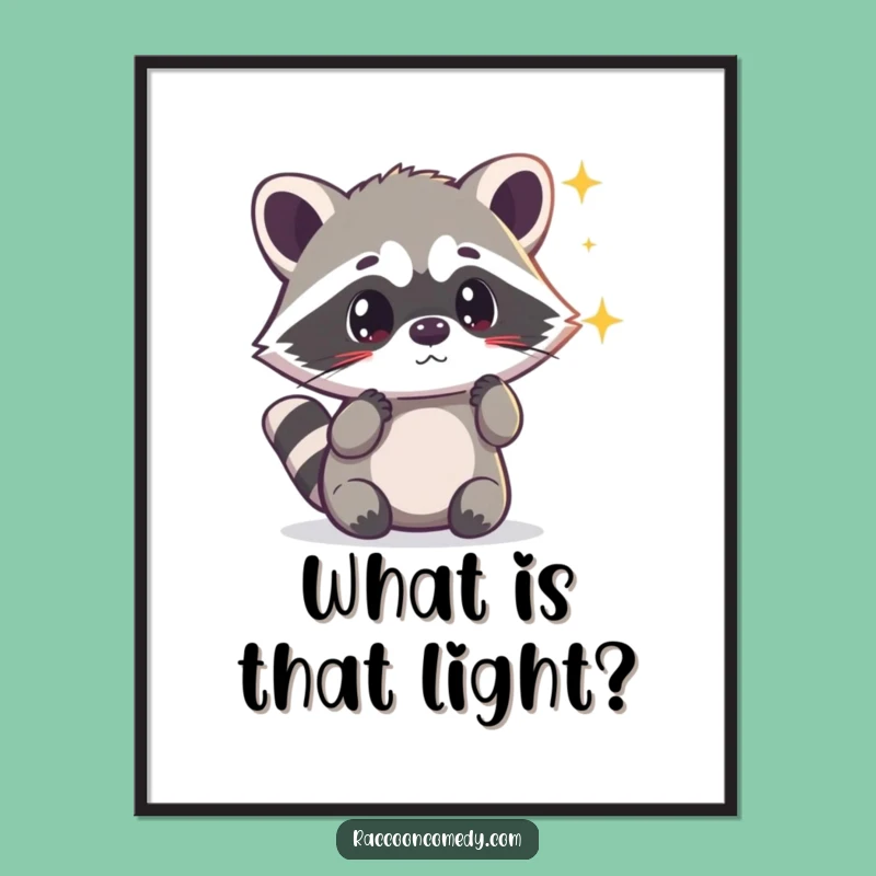 Funny Kawaii Raccoon Light Digital Art: Instant Magical Charm