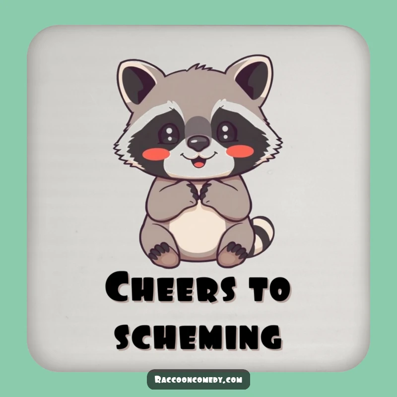 Funny Raccoon Delight Coaster Set: Protect Surfaces with Cute Art, Gift