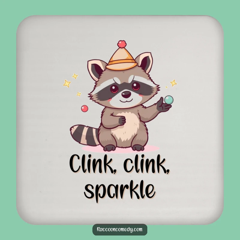 Funny Raccoon Juggling Hat Coasters, Protect Surfaces with Hilarious Skillful Charm