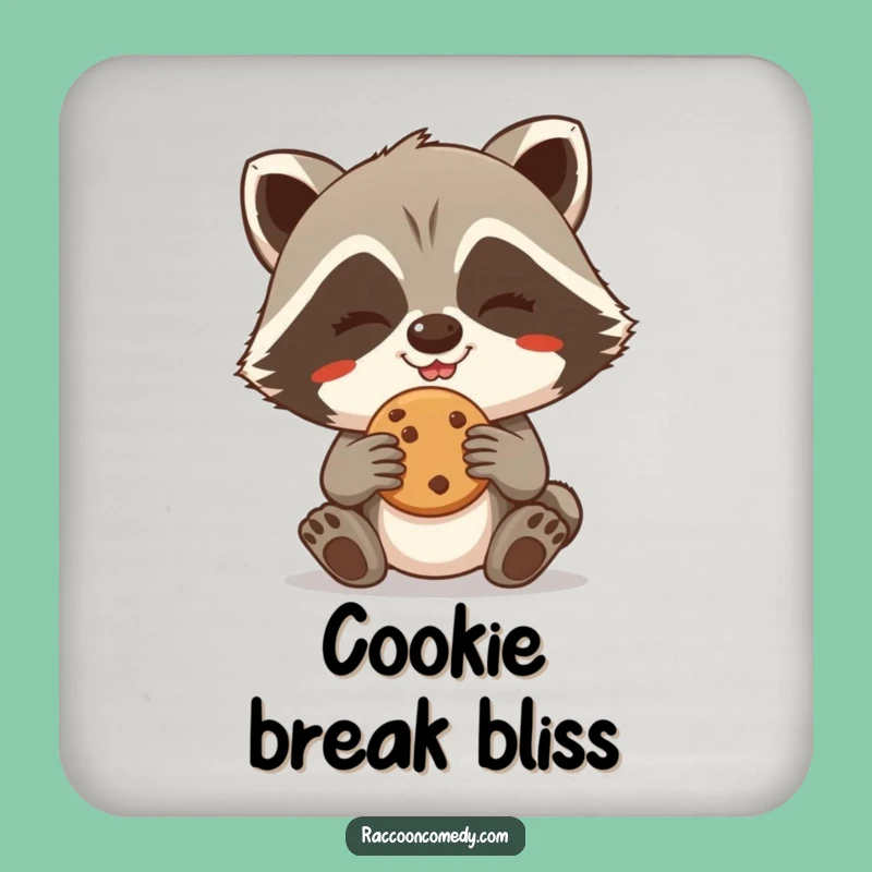 Funny Giggling Raccoon Cookie Steal Coaster - Protect Surfaces with Mischief Gift