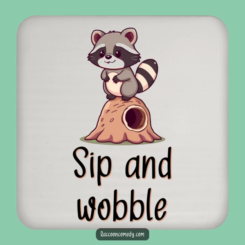 Funny Kawaii Raccoon Balance Drink Coaster: Protect Surfaces with Adorable Wobbles and Cute Art