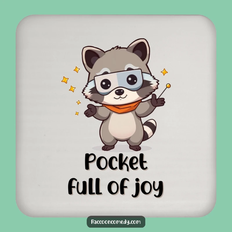 Funny Kawaii Raccoon Bandit Drink Coaster: Protect Surfaces with Playful Mischief and Cute Art
