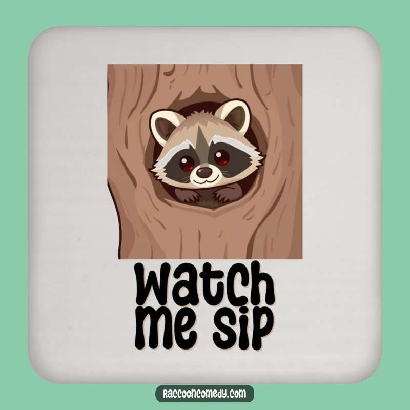 Funny Kawaii Raccoon Curious Coaster - Protect Surfaces with Adorable Wonder