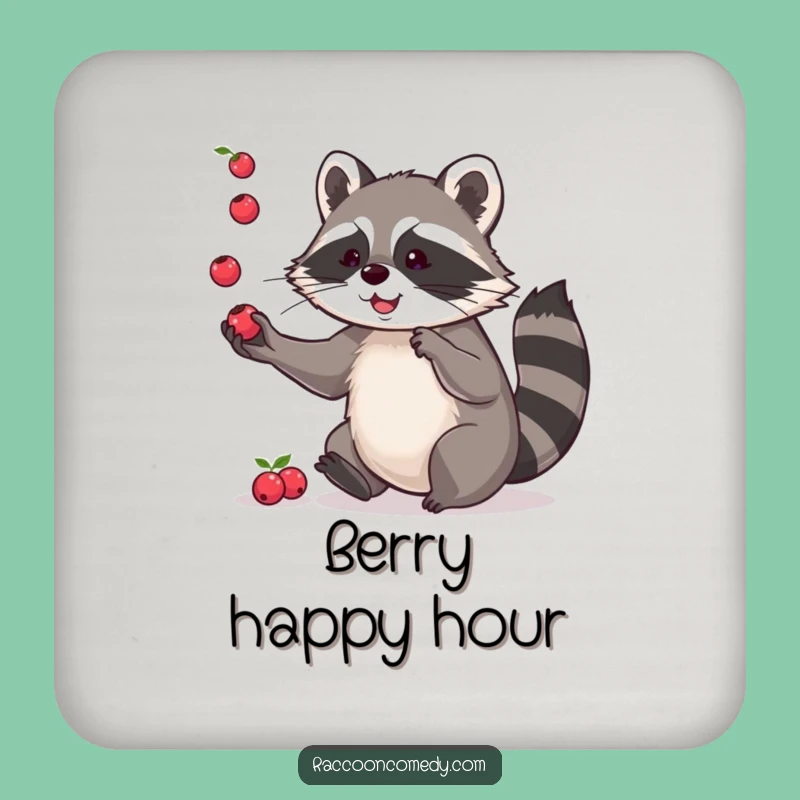 Funny Raccoon Coaster: Playful Berry Juggler Protection, Protects Surfaces with Humor, Funny Gift