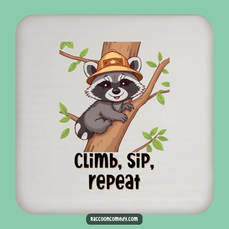 Funny Raccoon Explorer Coaster - Protect Surfaces with Adventurous Style
