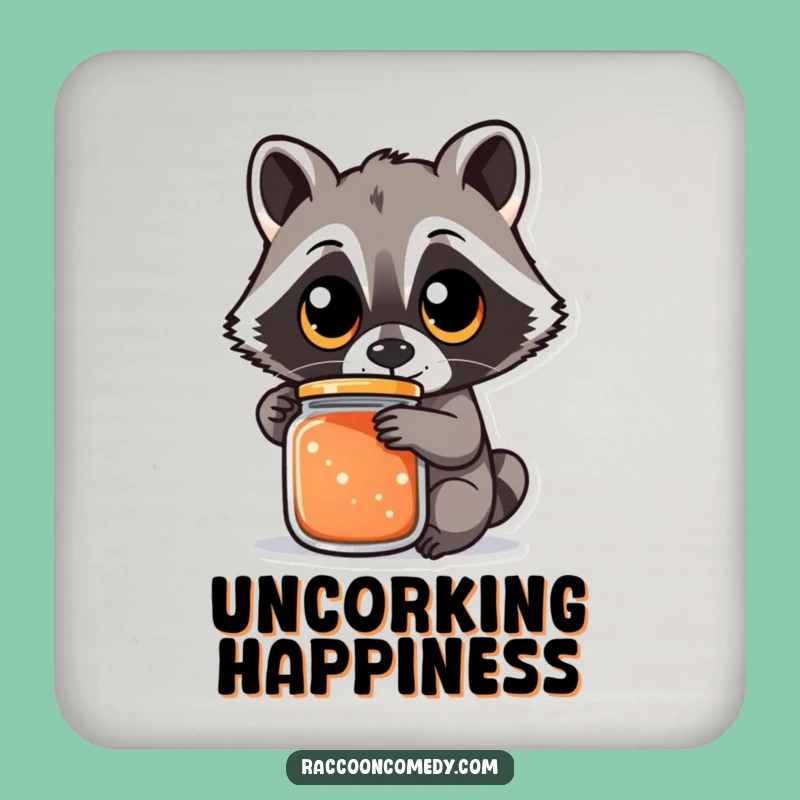 Funny Raccoon Jar Coaster - Protect Surfaces with Determination, Perfect Funny Gift!