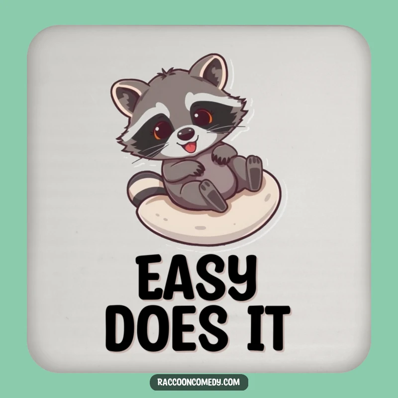 Funny Raccoon Sliding Coaster Set: Protect Surfaces with Hilarious Art, Gift
