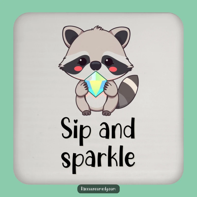 Kawaii Raccoon Gem Coaster: Protect Surfaces with Cuteness!