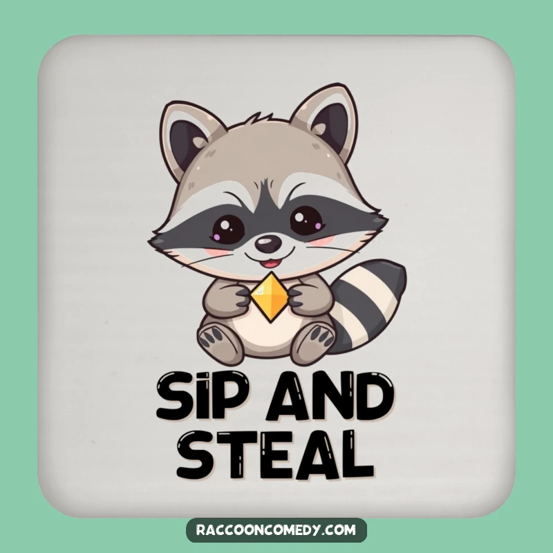 Funny Kawaii Raccoon Mischief Coaster - Protect Your Valuables, Perfect Funny Gift