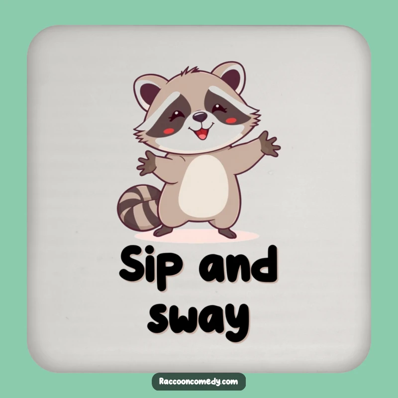 Funny Happy Raccoon Dance Coasters, Protect Surfaces with Hilarious Joyful Charm