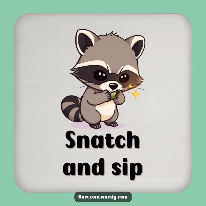 Funny Raccoon Coaster: Masked Bandit Thief Protection, Protects Surfaces with Humor, Funny Gift