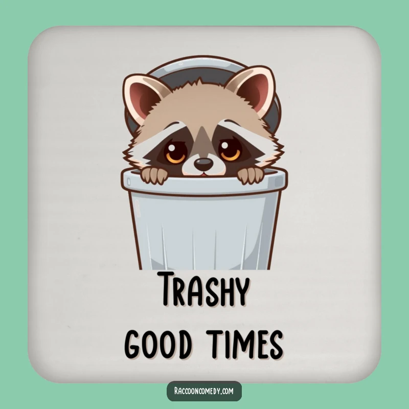 Funny Kawaii Raccoon Trash Can Drink Coaster: Cute Peeking Protection