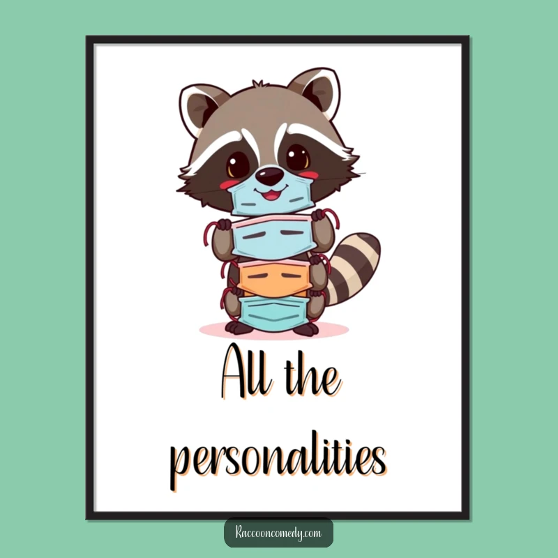 Funny Cheerful Raccoon Mask Poster: Decorate with Personality, Charming Funny Gift!