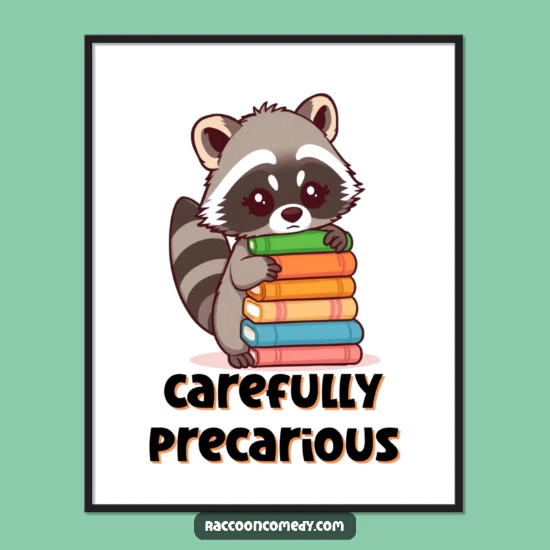 Funny Raccoon Balancing Poster: Add Whimsical Humor to Your Walls!