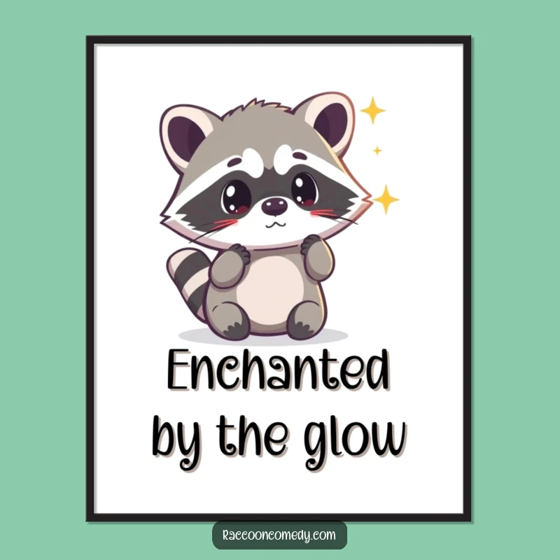 Funny Surprised Kawaii Raccoon Light Poster: Enchanting Wall Art