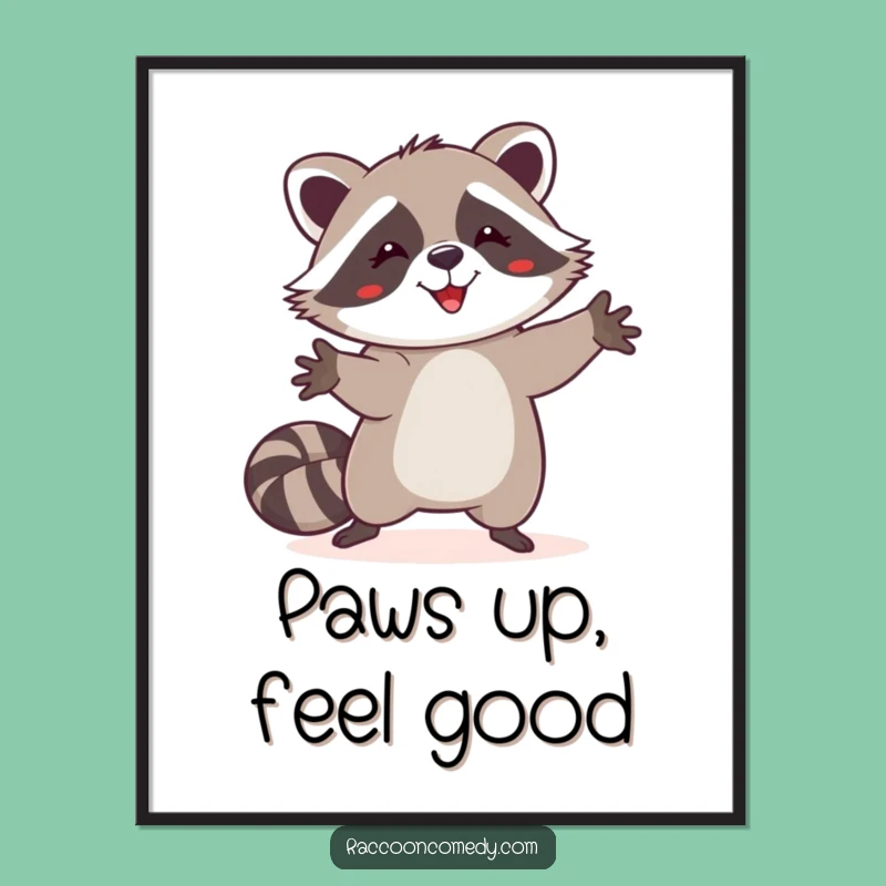 Funny Happy Raccoon Dance Poster, Joyful Wall Art for the Fun Lover