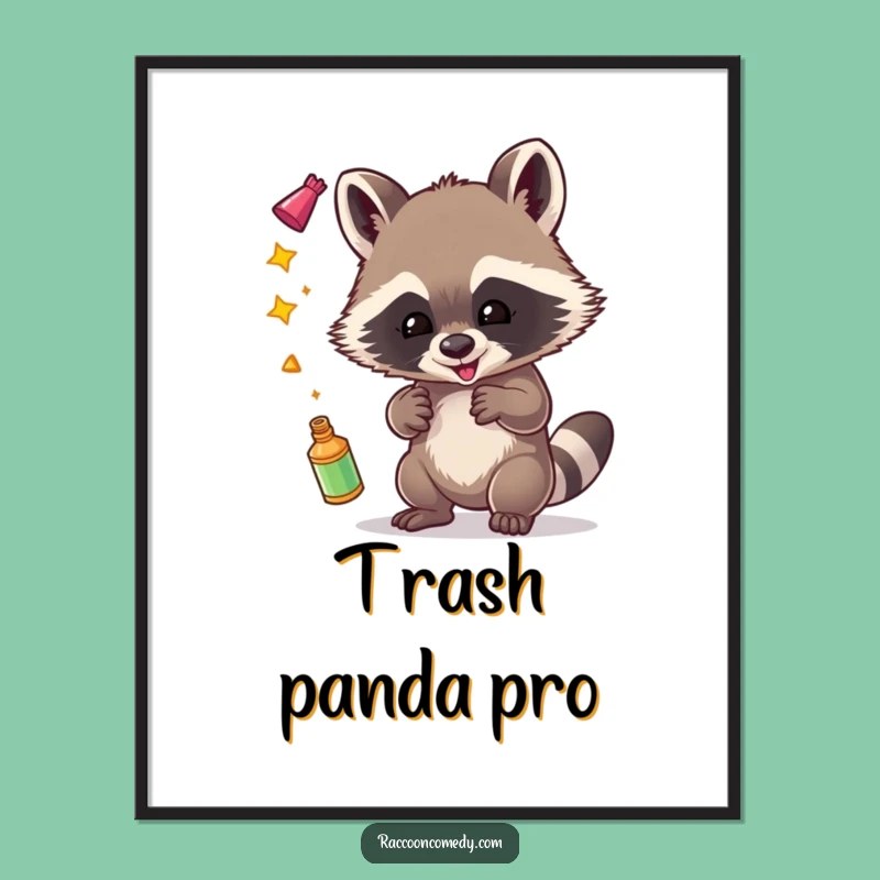 Funny Raccoon Juggling Poster: Decorate with Mischief and Shine