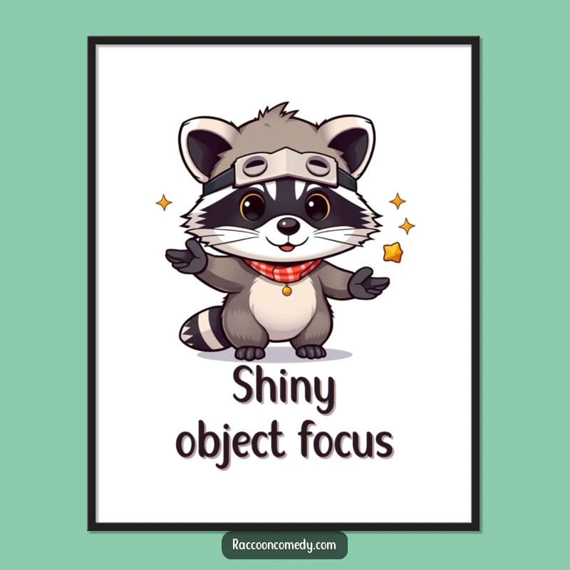 Funny Kawaii Raccoon Juggling Poster: Adorable Wall Art & Cute Gift