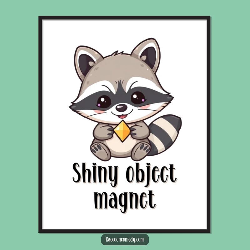 Funny Kawaii Raccoon Mischief Poster - Shiny Collectibles Art, Perfect Funny Gift
