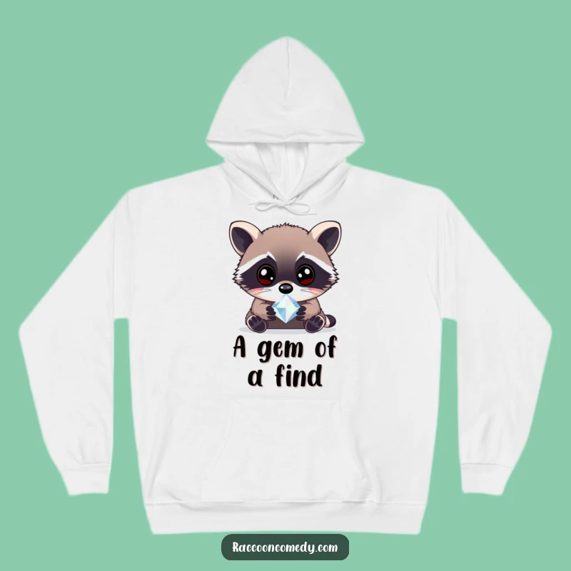 Cozy Funny Curious Raccoon Gem Hoodie: Stay Warm While Admiring Treasures