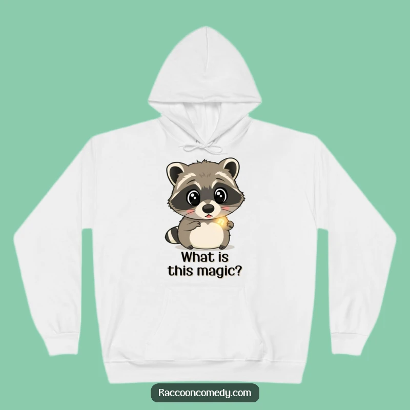 Cozy Funny Surprised Raccoon Firefly Hoodie: Warmth and Magic, Ideal Funny Gift!