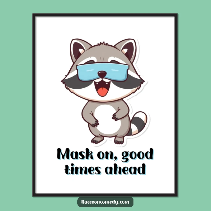 Free Printable Wall Art: Excited Raccoon Masked, Hilarious Peeking Downloadable Decor!