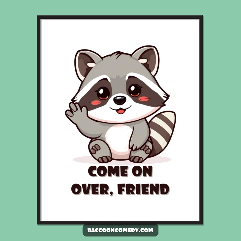 Free Printable Wall Art: Friendly Raccoon Invite, Charming Downloadable Decor!