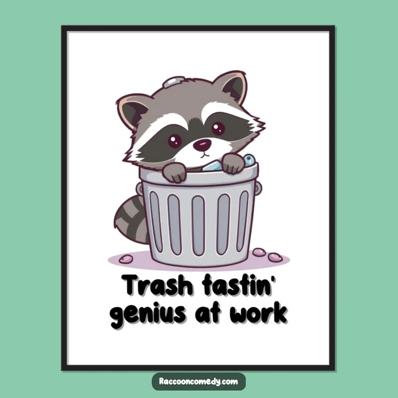 Free Printable Wall Art: Raccoon Trash Can Peek Humorous Downloadable Decor