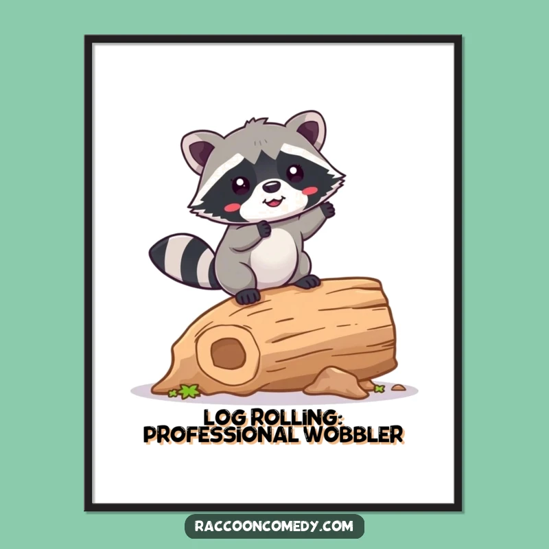 Free Printable Wall Art: Wobbling Raccoon Balance, Cute Downloadable Art Gift