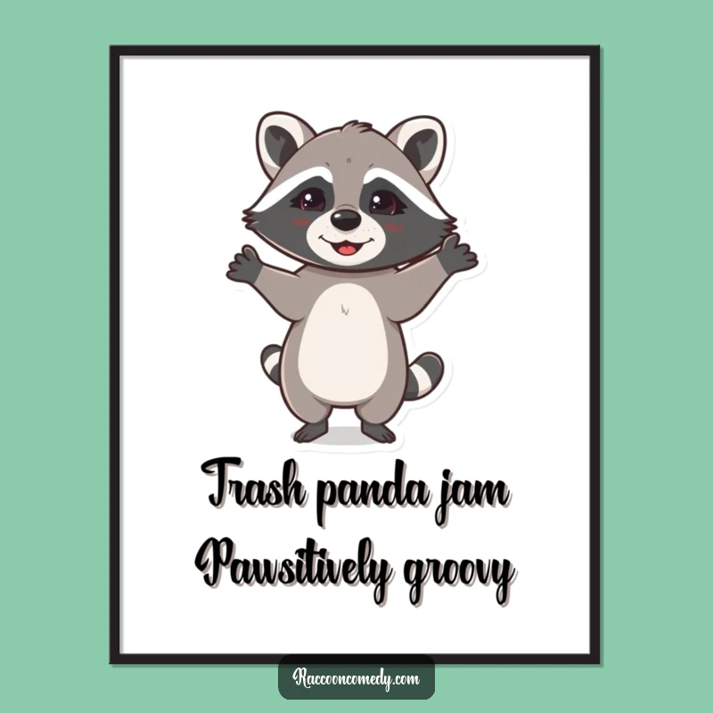 Funny Free Printable Wall Art: Happy Raccoon Dance, Downloadable Art Gift