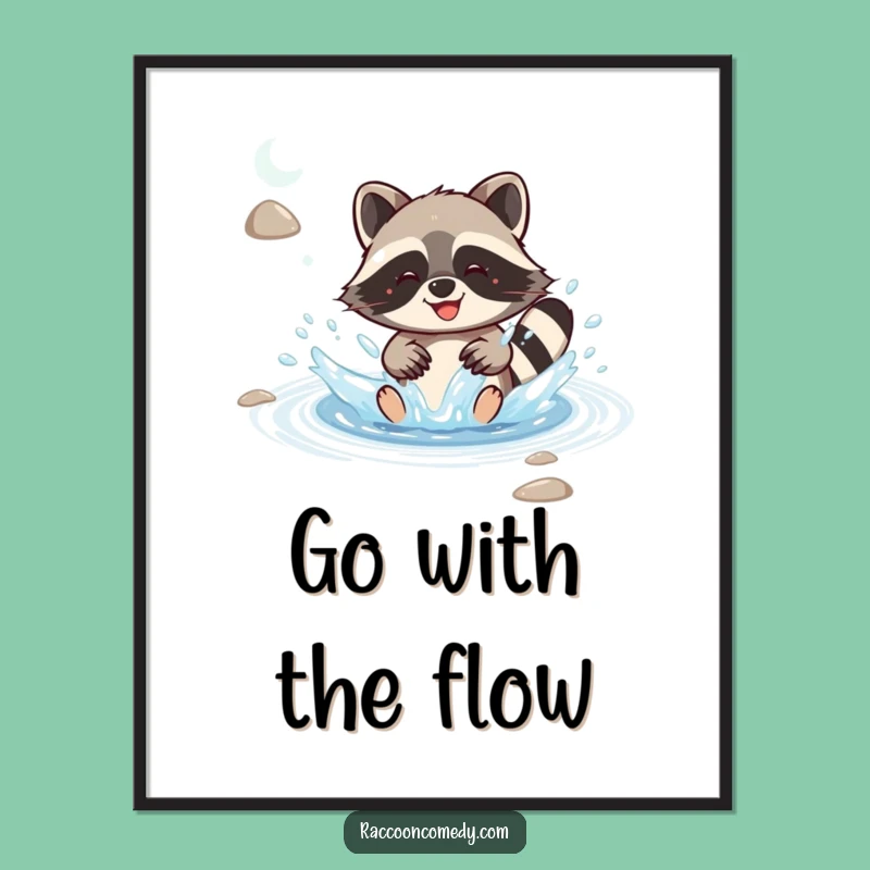Funny Free Printable Wall Art: Joyful Raccoon Splash