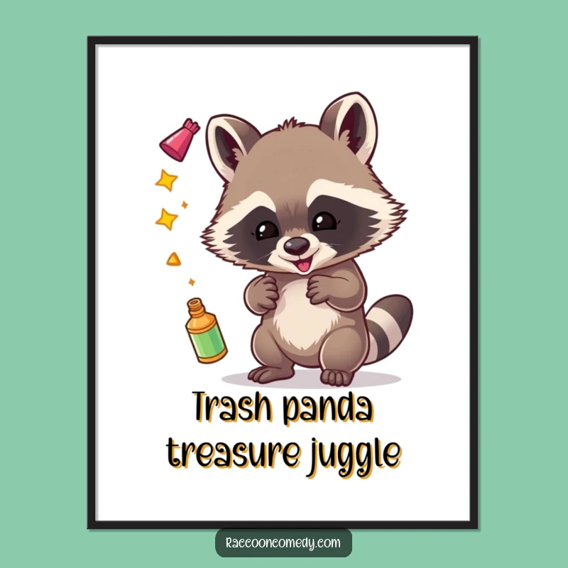 Free Printable Wall Art: Funny Raccoon Juggler, Hilarious Downloadable Decor
