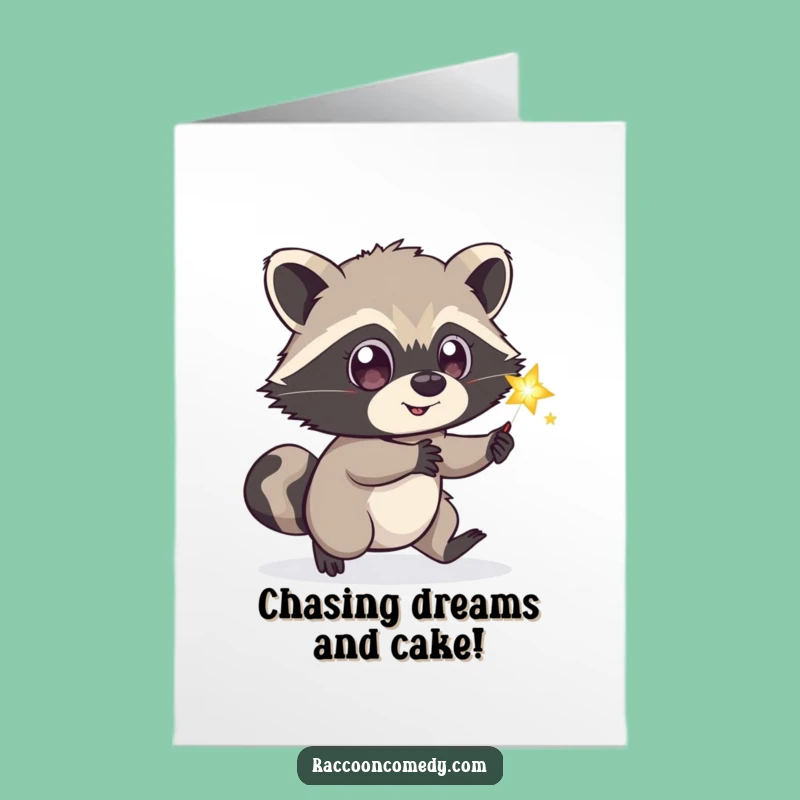 Free Printable Birthday Card: Firefly Raccoon Funny Chase Downloadable Gift