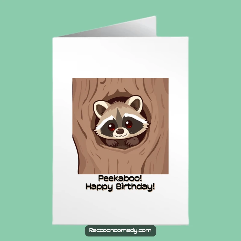 Free Printable Birthday Card: Funny Kawaii Raccoon Explorer, Curious Downloadable Gift
