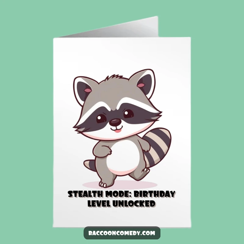 Free Printable Kawaii Raccoon Birthday Card: Stealthy Sneak Attack of Fun!