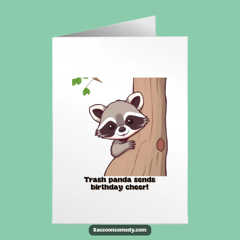 Funny Free Printable Birthday Card: Curious Raccoon Peek-a-Boo, Perfect DIY Gift