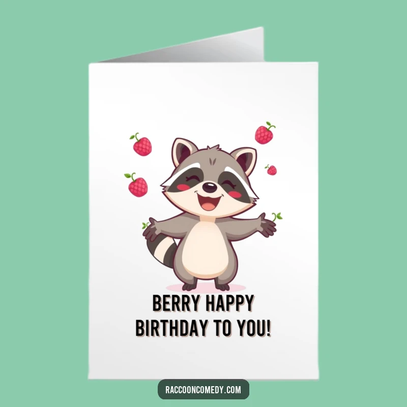 Funny Free Printable Birthday Card: Juggling Raccoon, Festive DIY Gift
