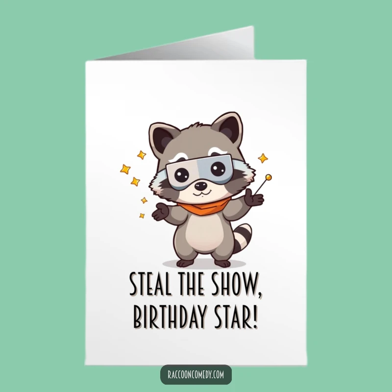 Funny Free Printable Birthday Card: Kawaii Raccoon Juggling Fun, Perfect Downloadable Gift