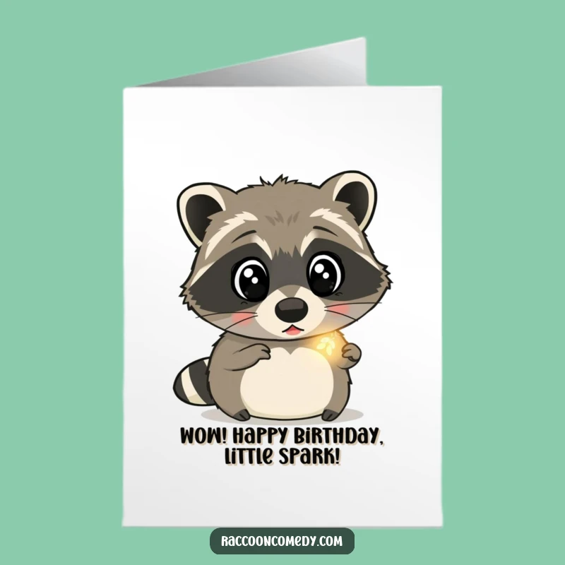Surprised Raccoon Firefly Free Printable Birthday Card - Funny Downloadable Gift