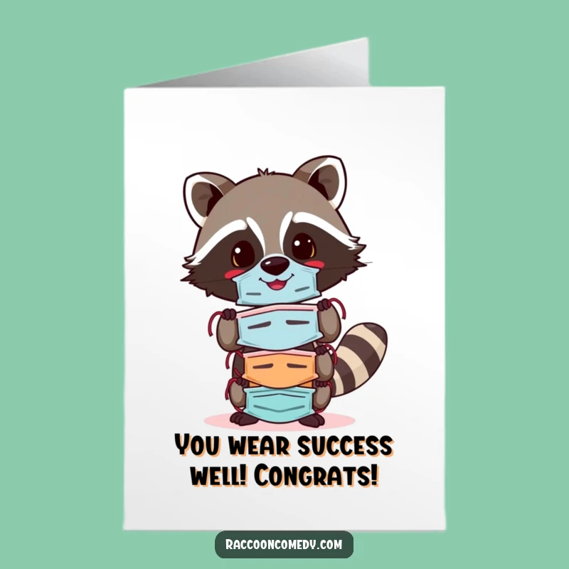 Cheerful Mask Raccoon Free Printable Congratulations Card - Funny Downloadable Gift