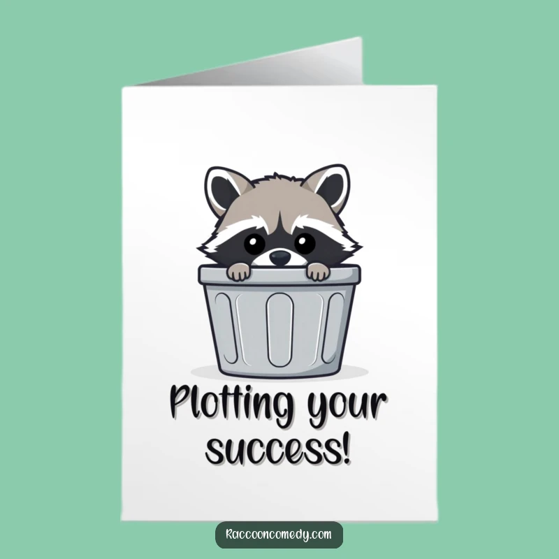 Free Printable Congrats Card: Raccoon Behind Bin Funny Downloadable Gift